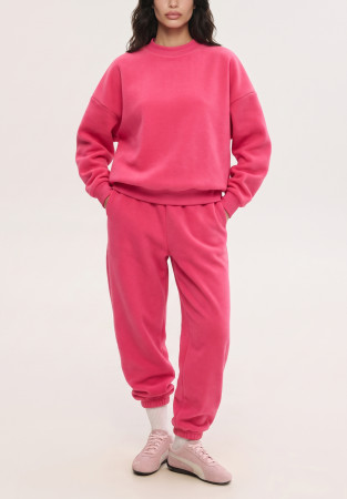 Oversized pink fleece sweatshirt